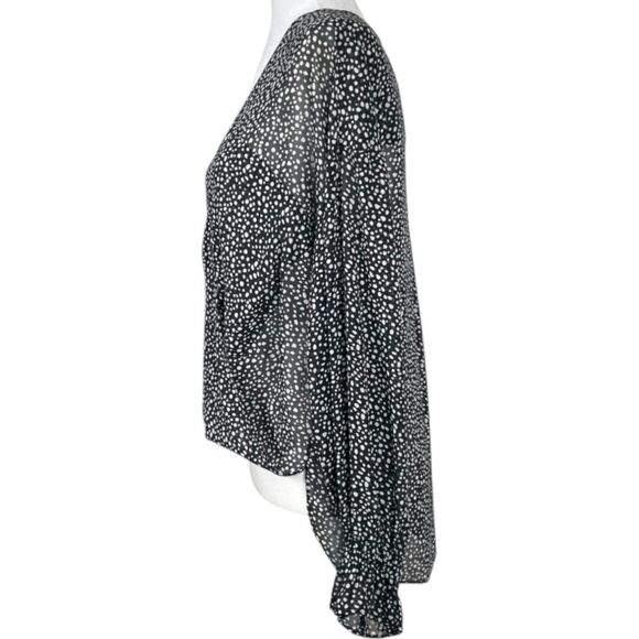 ALLSAINTS Penny Splash Top Size Small Black White Polka Dot Wrap Blouse - Picture 7 of 15